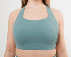 Women's crossover sports bra in Green