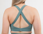 Women's crossover sports bra in Green