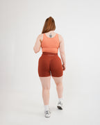 Women's seamless scrunched shorts in Burnt Orange