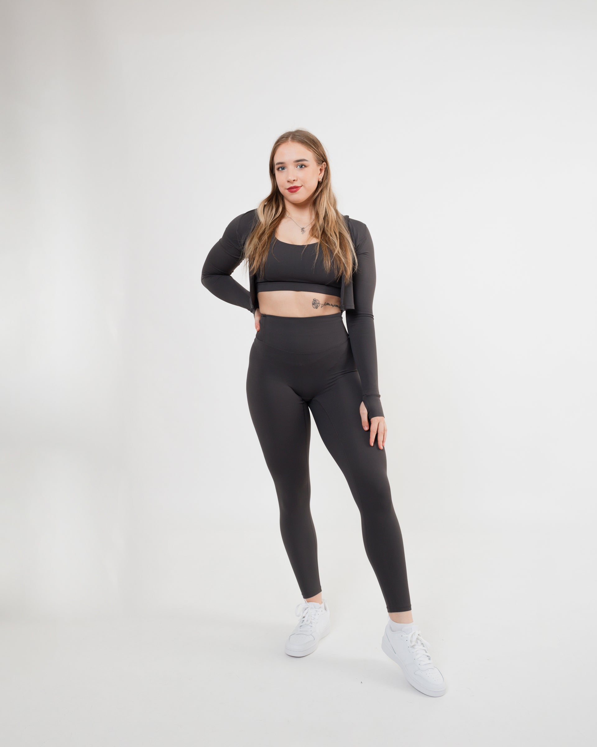Women's cropped Jacket in Dark Grey