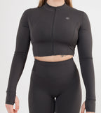 Women's cropped Jacket in Dark Grey