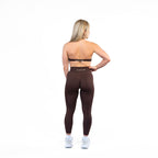 womens open back sports bra in Brown