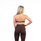 womens open back sports bra in Brown