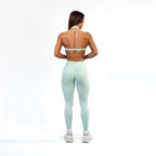 womens open back sports bra in Green