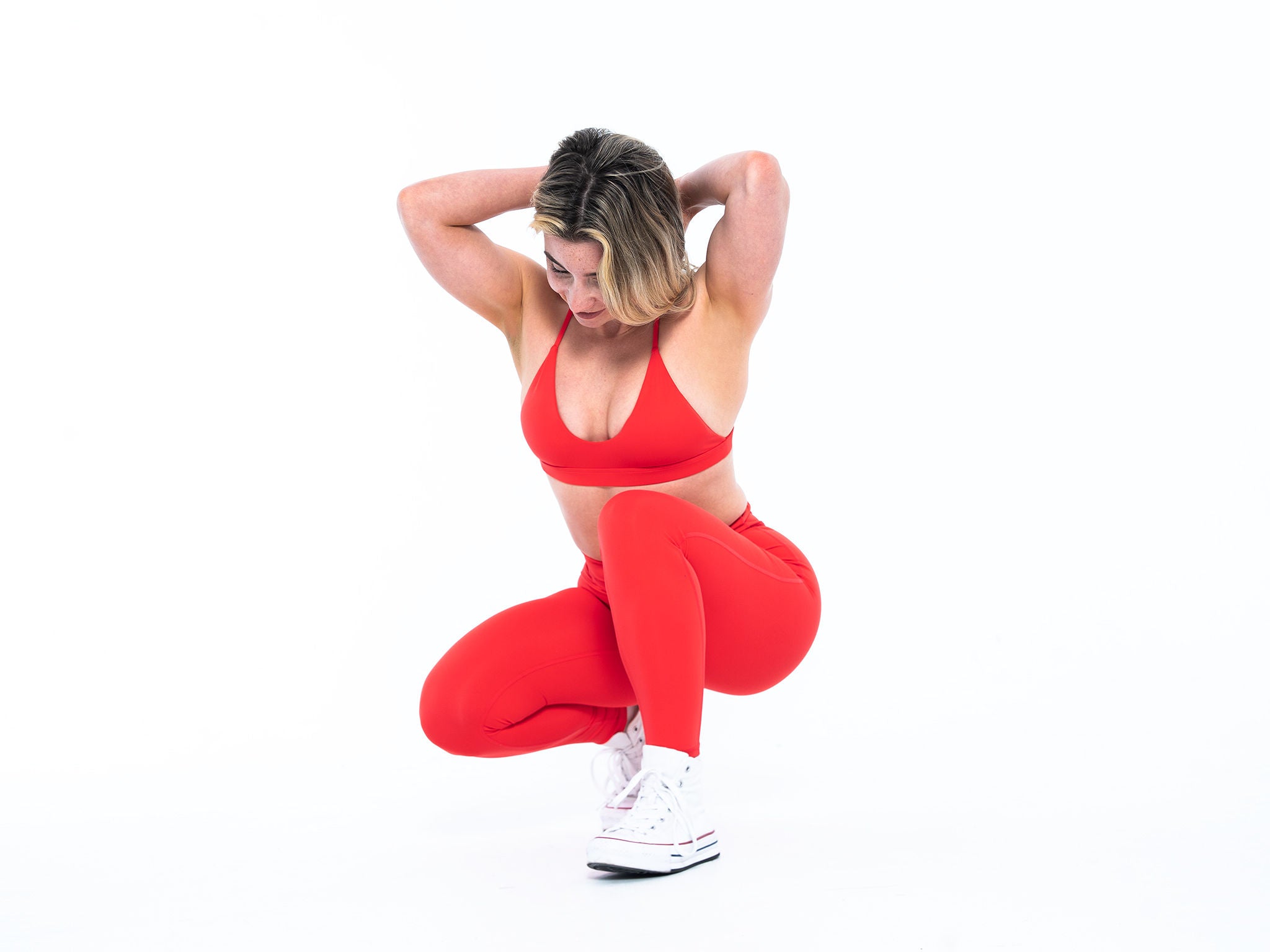 Women's open back sports bra in Red