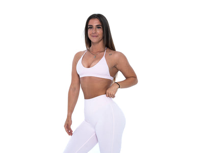 Women's open back sports bra in Light Pink