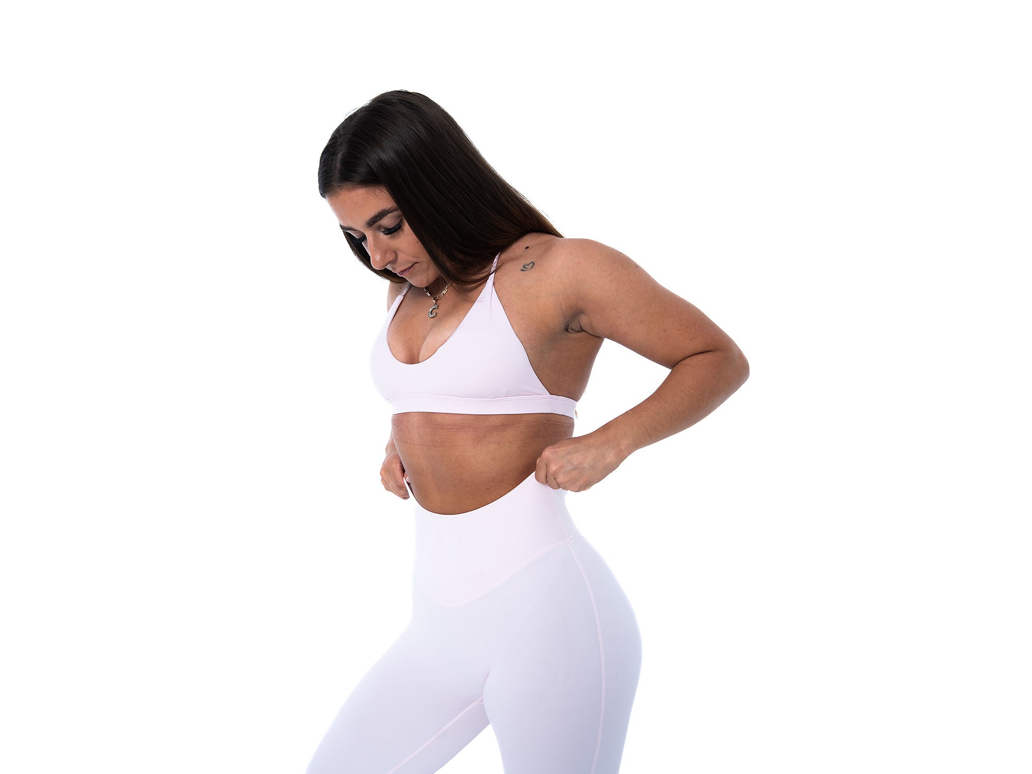 Women's open back sports bra in Light Pink