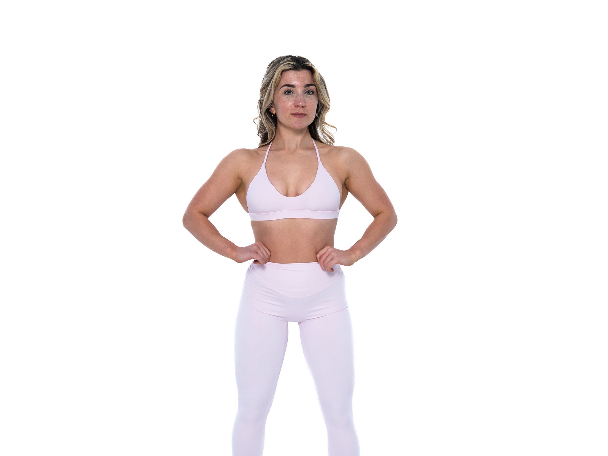 Women's open back sports bra in Light Pink