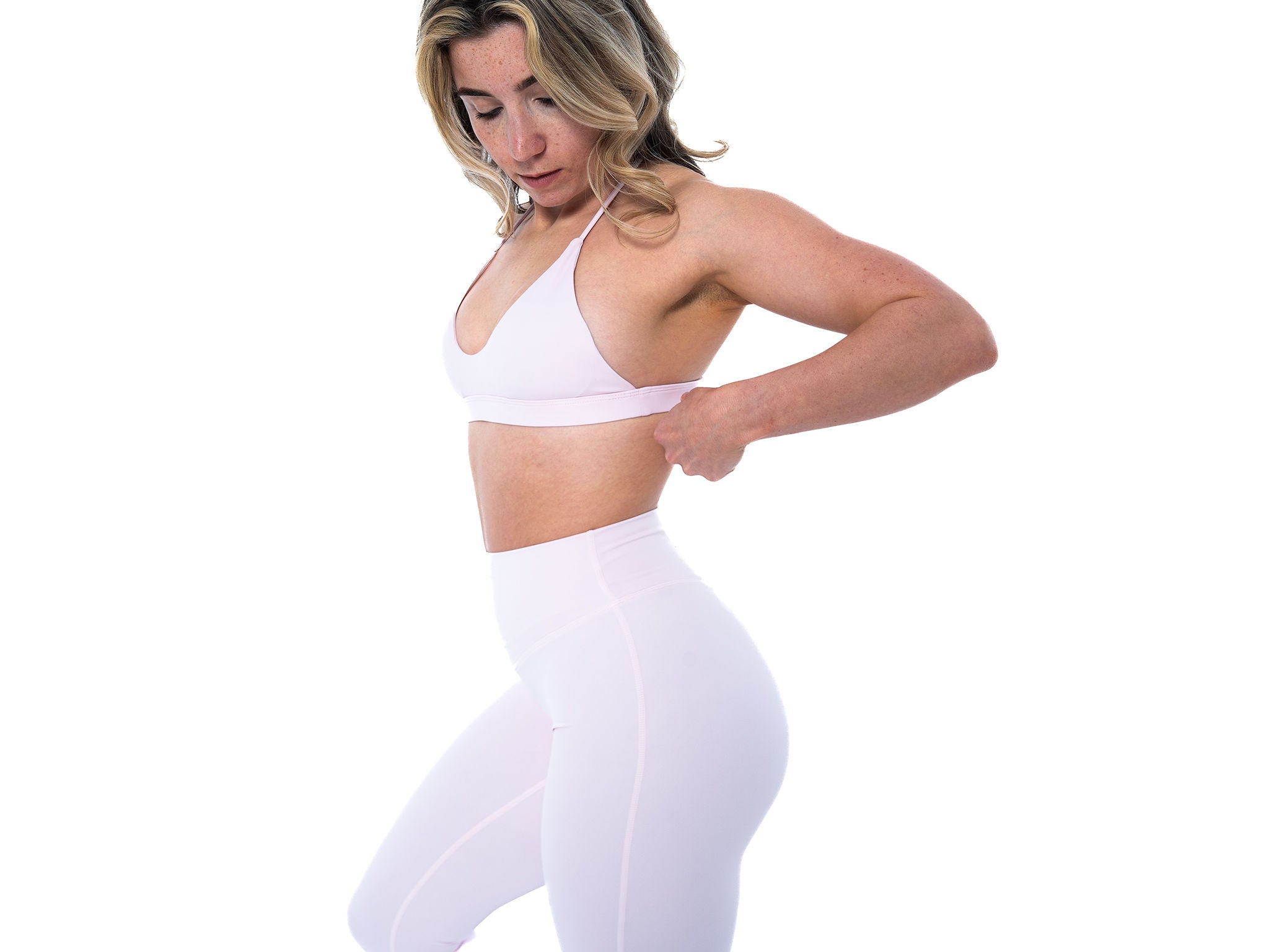Women's open back sports bra in Light Pink