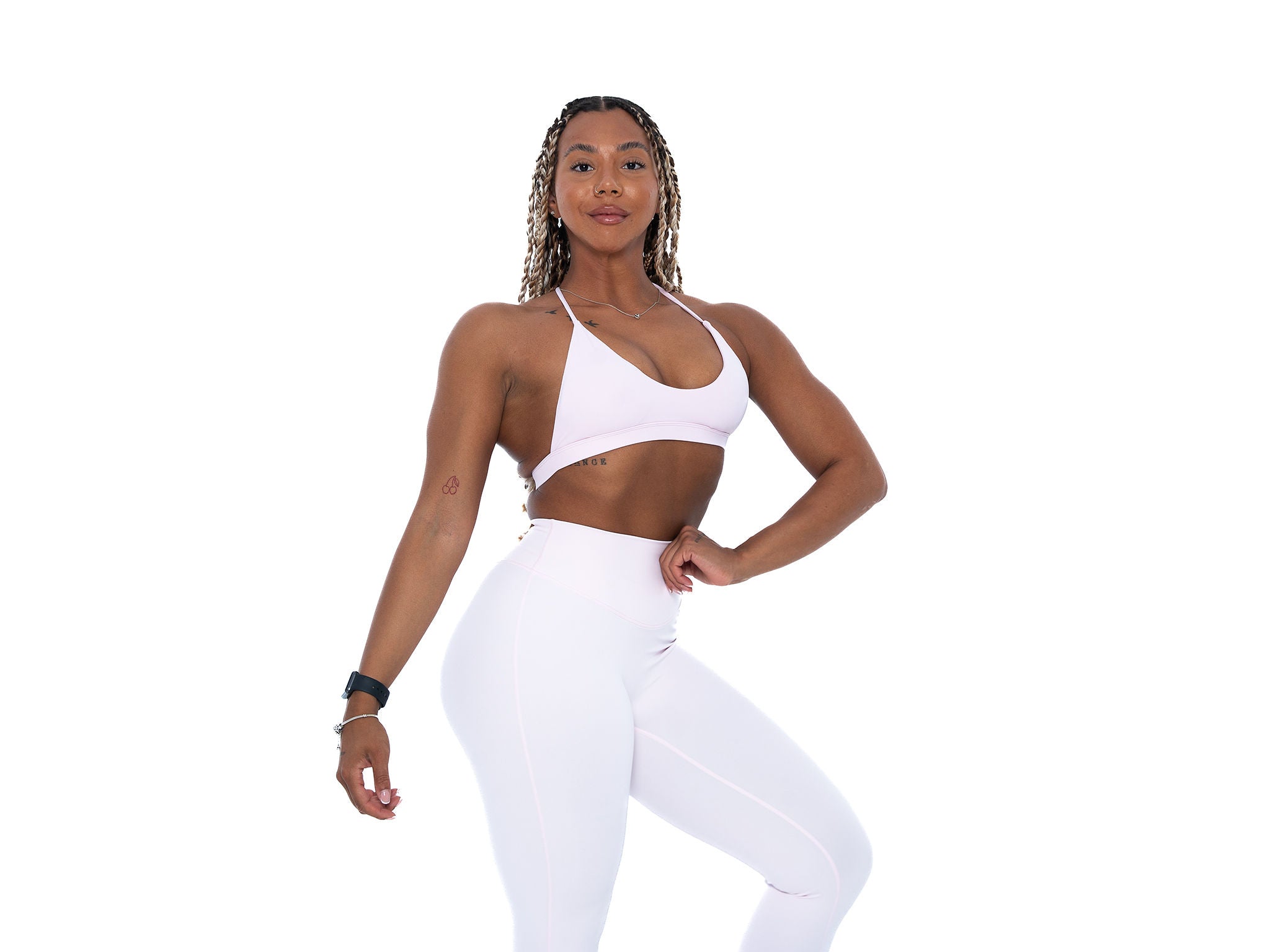 Women's open back sports bra in Light Pink