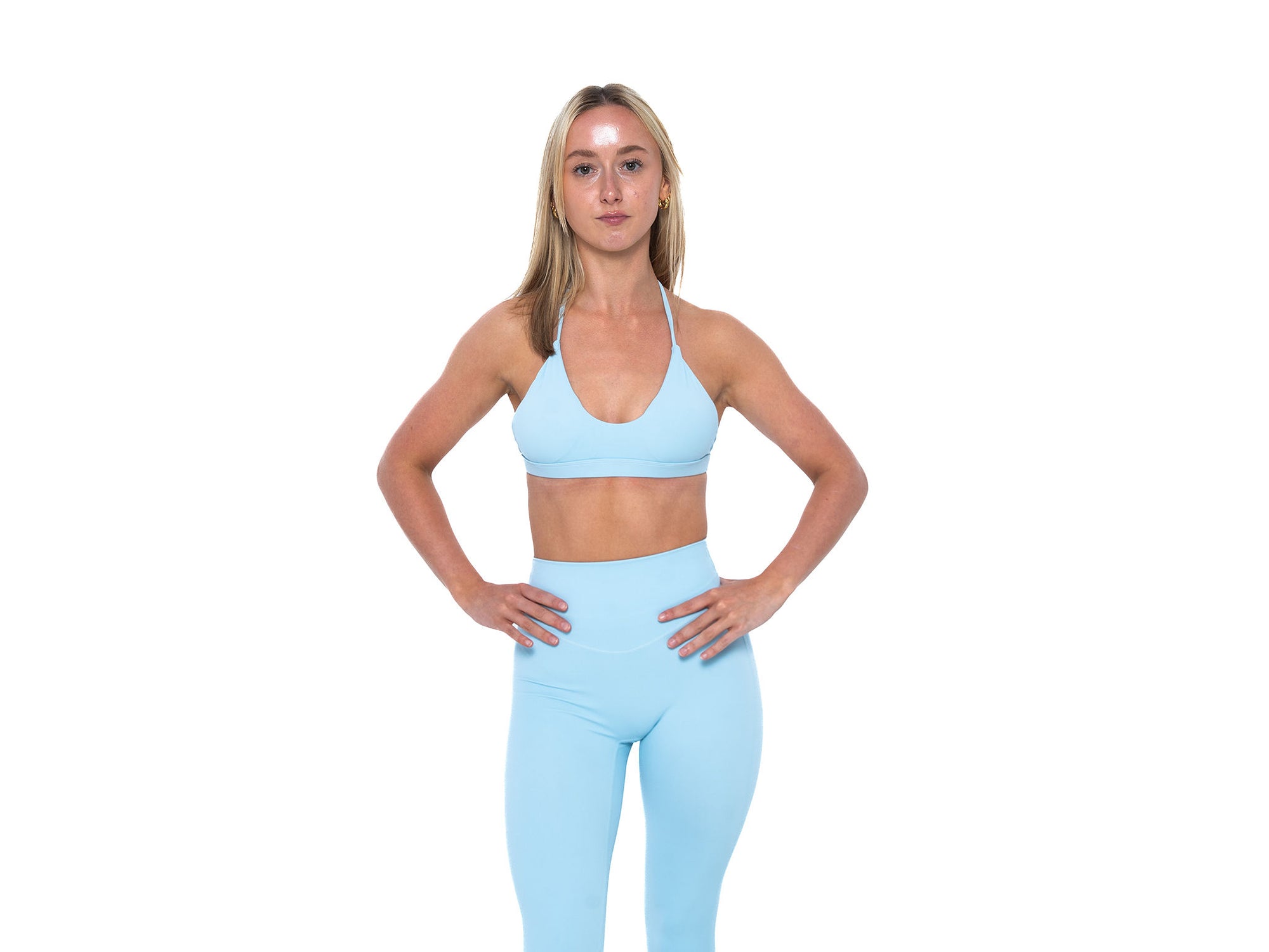 Women's open back sports bra in Baby Blue