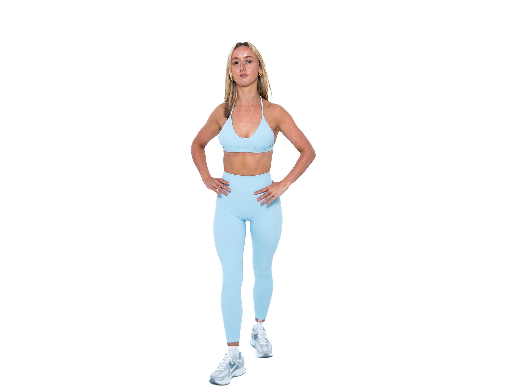 Women's open back sports bra in Baby Blue