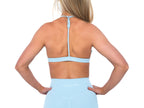 Women's open back sports bra in Baby Blue