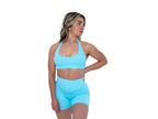 Womens open back sports bran in Blue