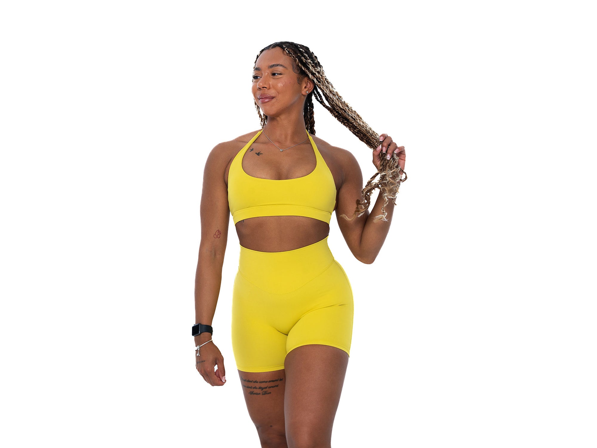 Womens open back sports bran in Yellow