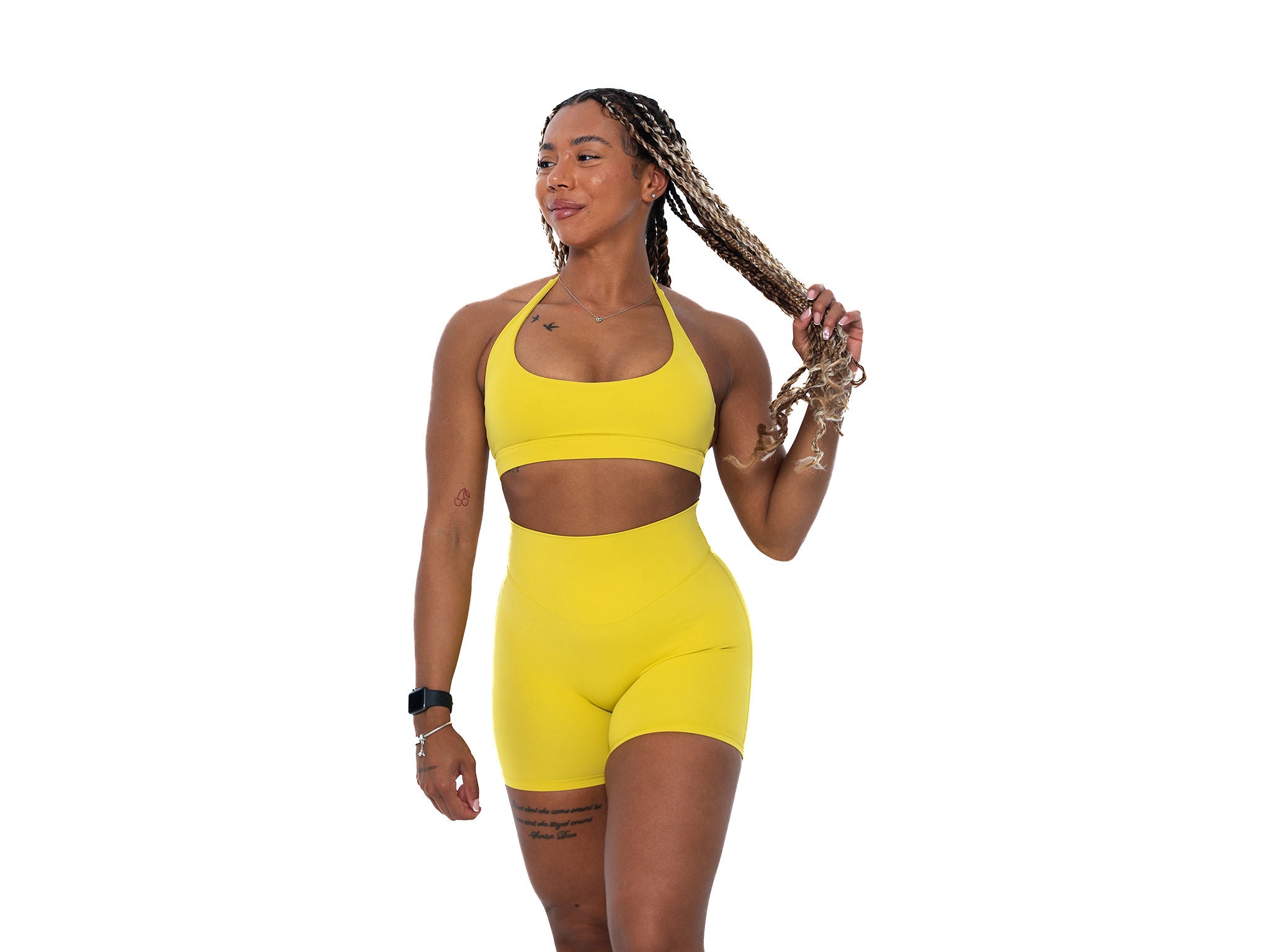 Womens open back sports bran in Yellow