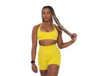 Womens open back sports bran in Yellow