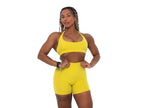 Womens open back sports bran in Yellow