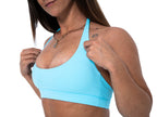Womens open back sports bran in Blue