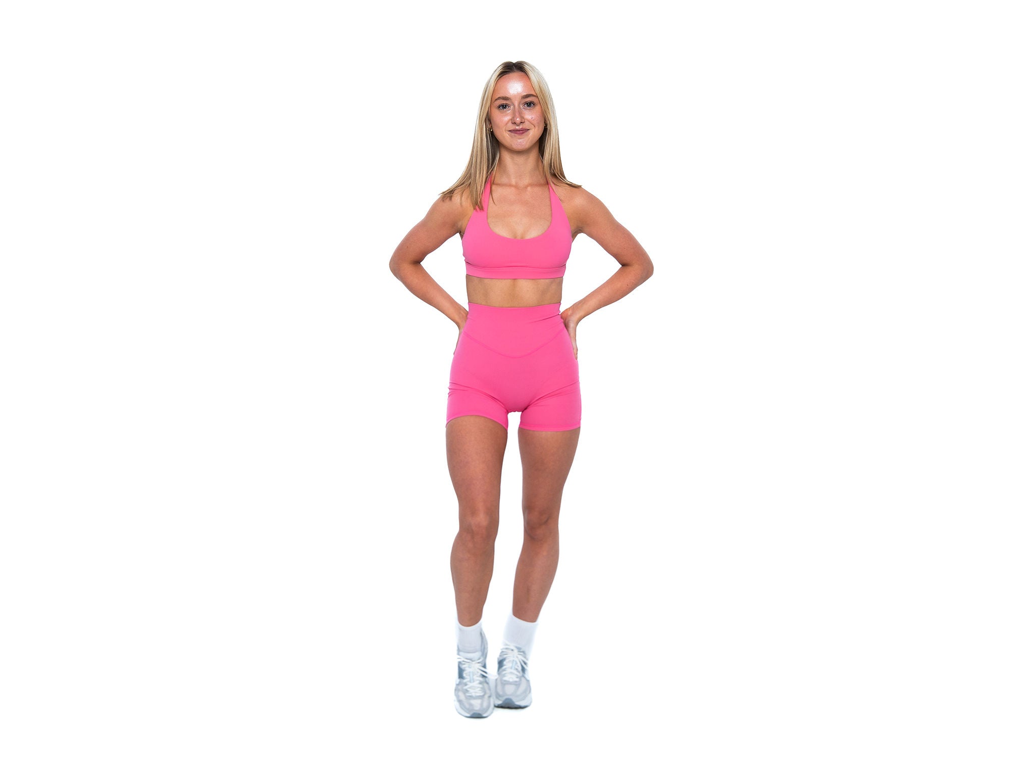 Women's open back sports bran in Pink