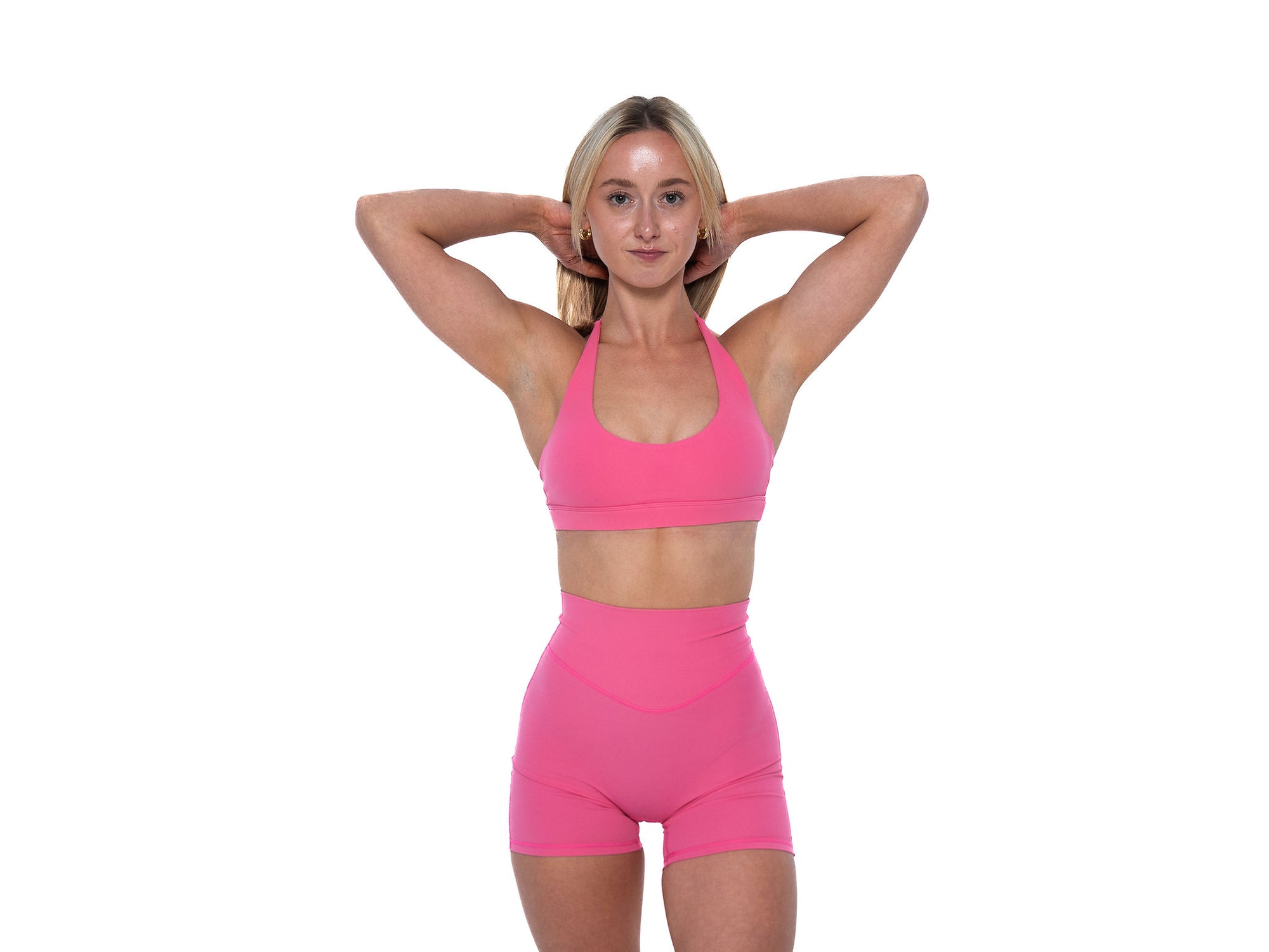 Women's open back sports bran in Pink