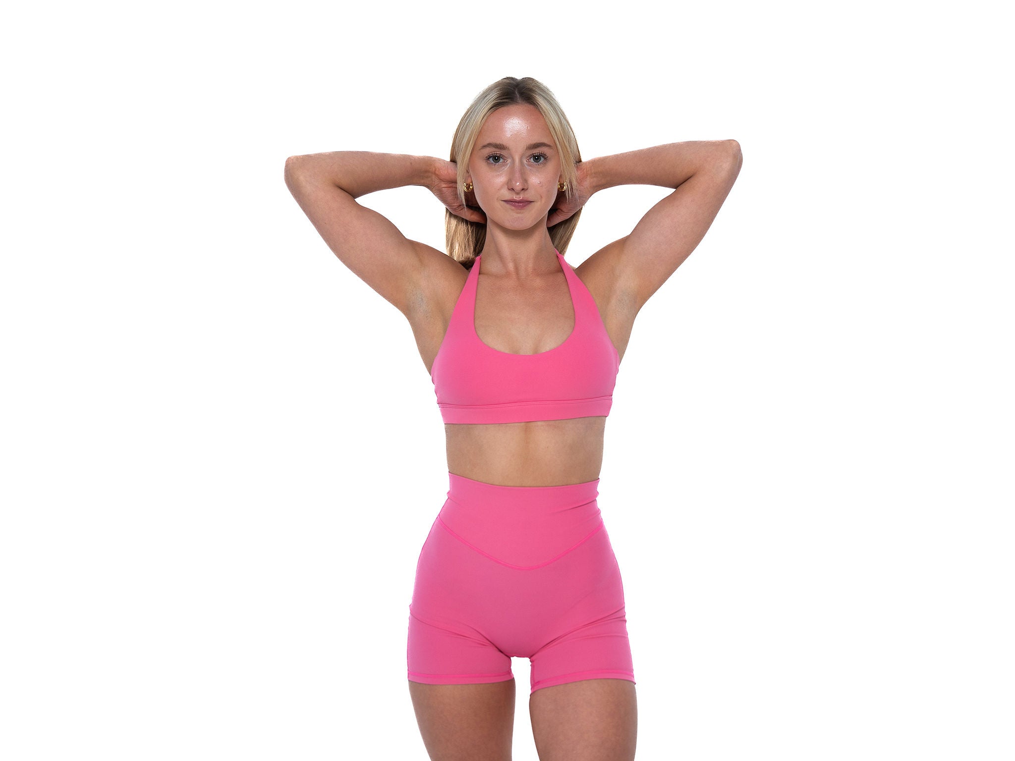 Women's open back sports bran in Pink