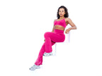 Women's adjustable crossover sports bra in Pink