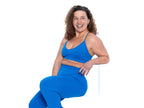 Women's adjustable crossover sports bra in Blue